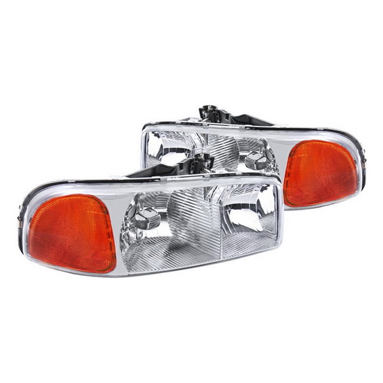 2LH-DEN00-RS 2000-2006 GMC Denali Housing Euro Projector Headlights - Chrome