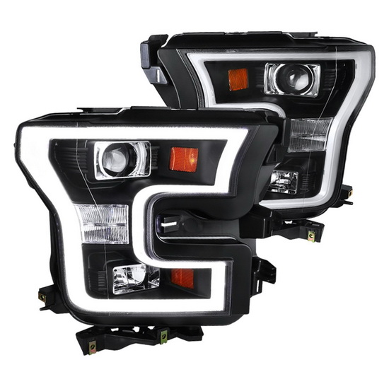 2LHP-F15015JM-TM 15-16 Ford F150 Halo DRL LED Projector Headlights - Black