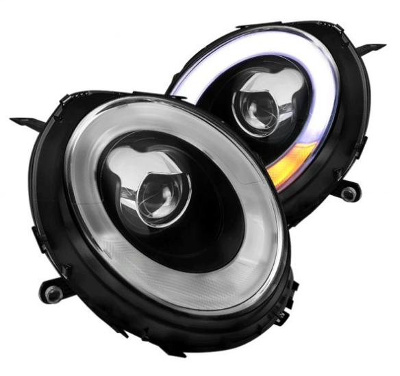2LHP-MINI06G-V2-TM 2007-2012 Mini Cooper Projector Headlights - Glossy Black