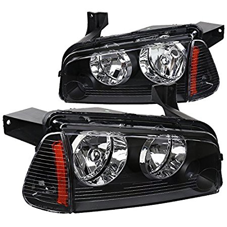 2LCLH-CHG05JM-ABM 2005-2010 DG Charger Headlights Sets, Black - 2 Piece