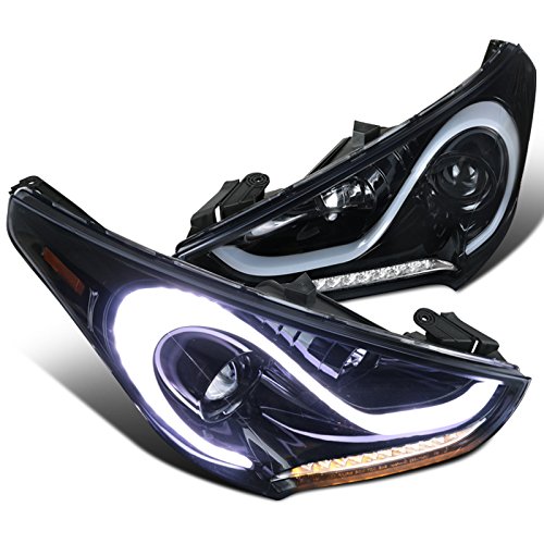 12-15 Hyundai Veloster Drl Bar Projector Headlights Glossy Black