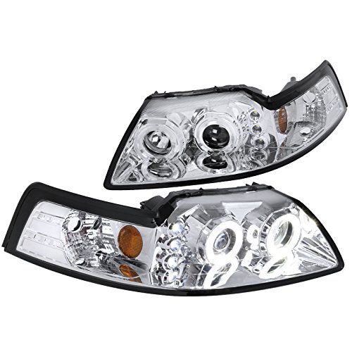 99-04 Ford Mustang Halo LED Projector Chrome,2LHP-MST99-V2-RS