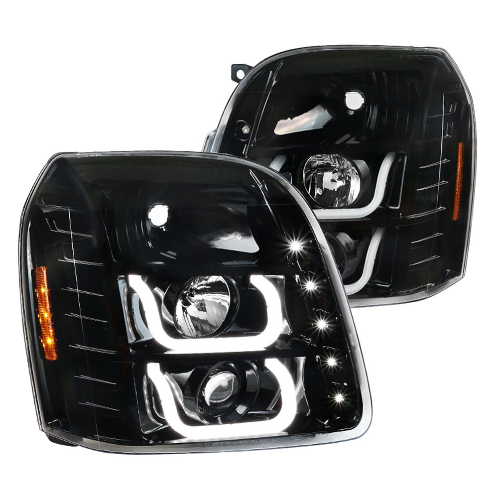 07-12 Chevy Yukon U Shape Halo LED Projector Headlights