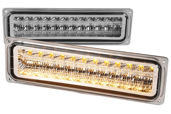 Monochromatic LED Bumper Lights for 1988-1998 Chevy C10, Chrome