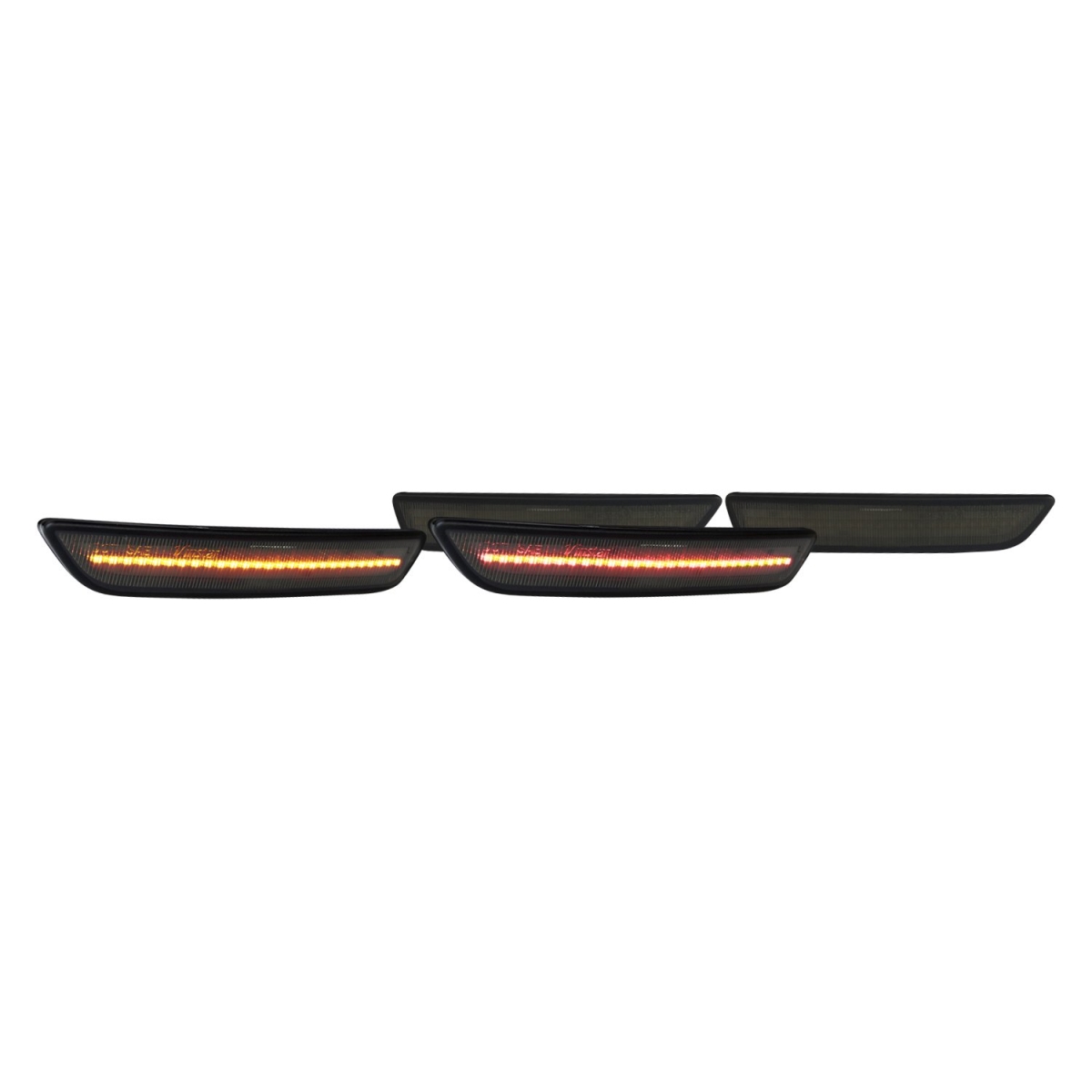 Monochromatic LED Front & Rear Side Marker for 2010-2014 Ford Mustang, Smoke - 4 Piece
