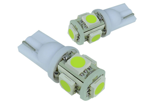 LED-194WH-03 12V 5 SMD with 194 Wedge Bulb for Universal All, White - 2 Piece