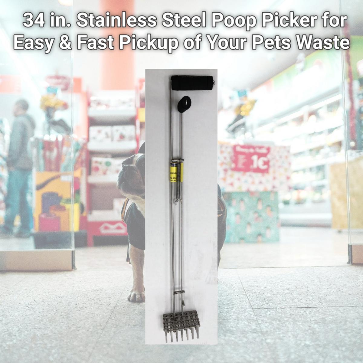 Picture of Spacio Innovations PPKERUSA 34 in. Stainless Steel Poop Picker for Easy & Fast Pickup of Your Pets Waste
