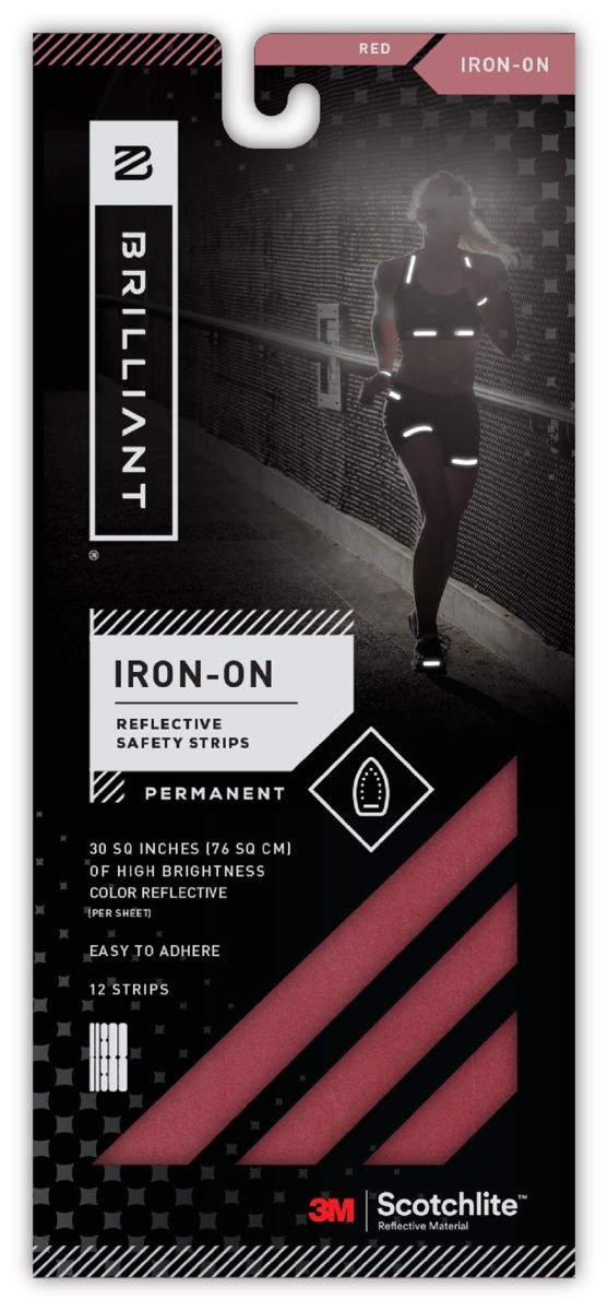 Spacio Innovations BR-IR-REDUS Brilliant Reflective Iron-on Strips, Red - 12 Strips