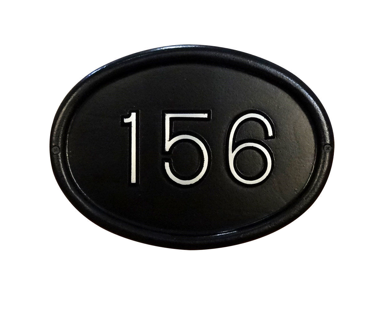 Contemporary Cast Aluminum Address Plaque with Brushed Aluminum Numbers - Times Font - Black
