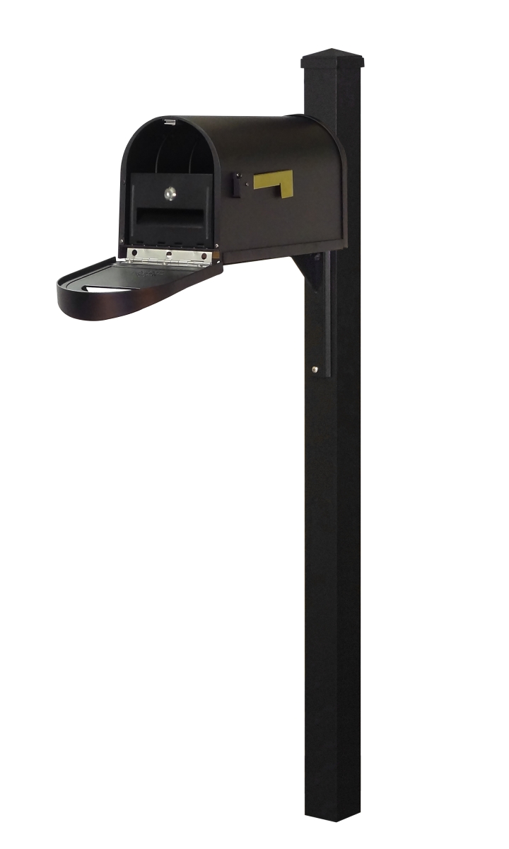SCC1008-SPK720-BLK-LB998 Classic Curbside Mailbox wtih Locking Insert & Wellington Direct Burial Mailbox Post Smooth