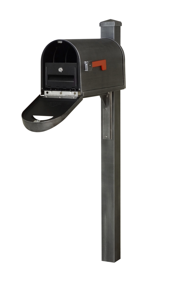 SCC1008-SPK720-SW-LB998 Classic Curbside Mailbox wtih Locking Insert & Wellington with Direct Burial Mailbox Post Smooth