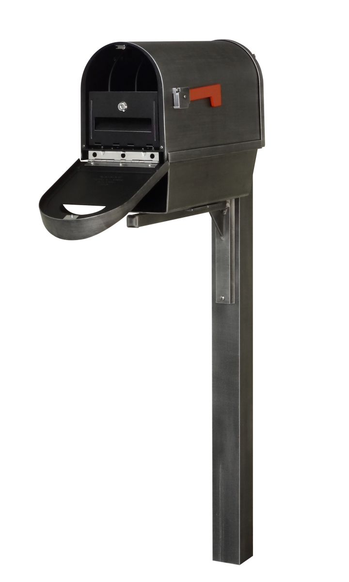 SCC2008-SPK720-SW-LB998 Classic Curbside Mailbox with Newspaper Tube, Locking Insert & Wellington Mailbox Post