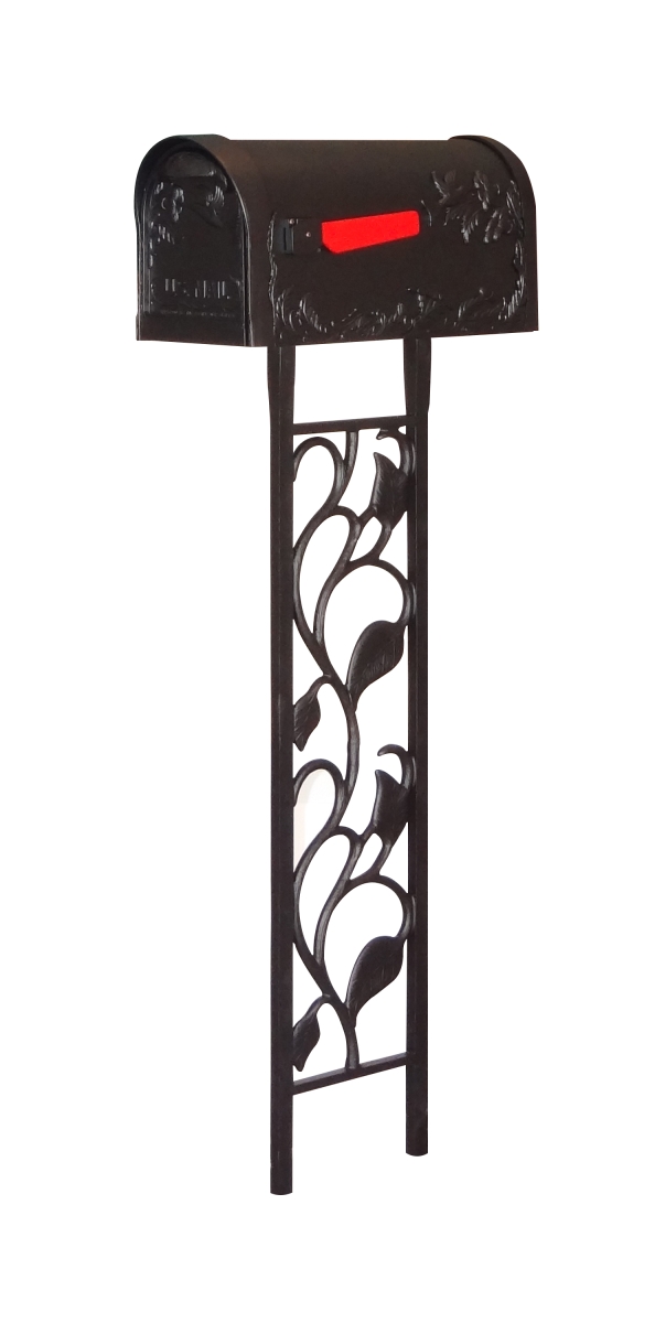 SCB-1005-450-BLK Hummingbird Curbside with Floral Mailbox Post, Black