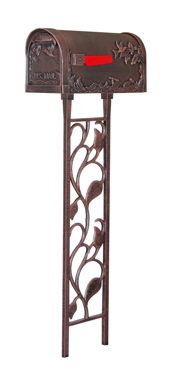 SCB-1005-450-CP Hummingbird Curbside with Floral Mailbox Post, Copper