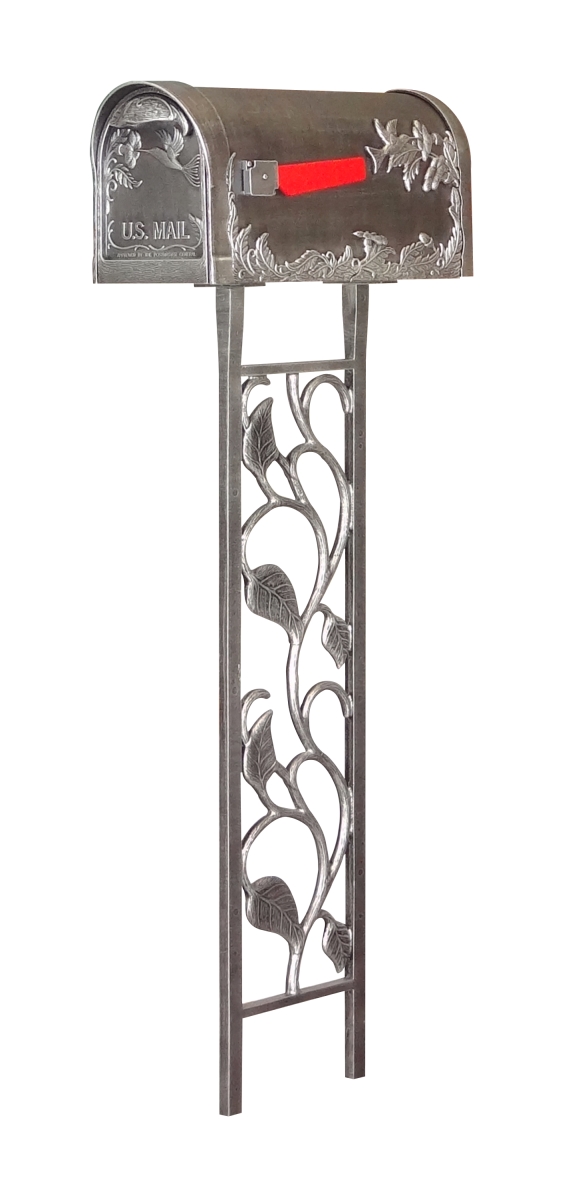 SCB-1005-450-SW Hummingbird Curbside with Floral Mailbox Post, Swedish Silver