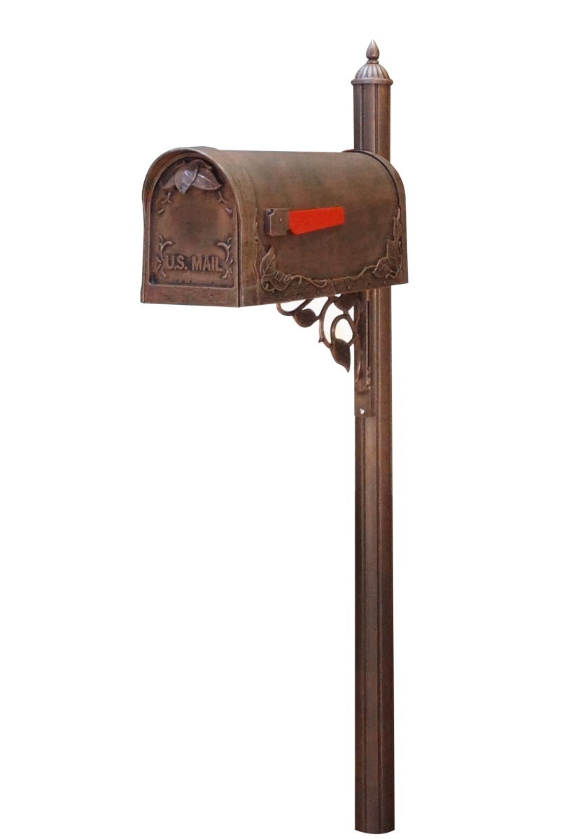 SCF-1003-SPK-651-CP Floral Curbside with Albion Mailbox Post, Copper
