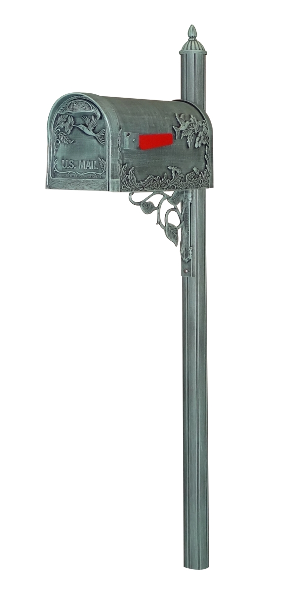 SCB-1005-SPK-651-VG Hummingbird Curbside with Albion Mailbox Post, Verde Green