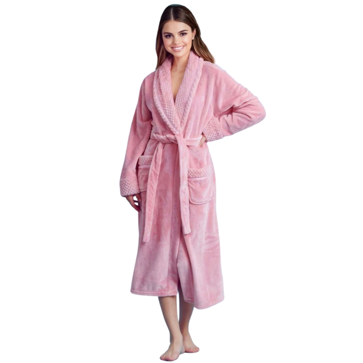 Women Plush Shawl Collar Robe, Fleece Bathrobe, Pink - Large & Extra Large -  LatestLuxury, LA4368429