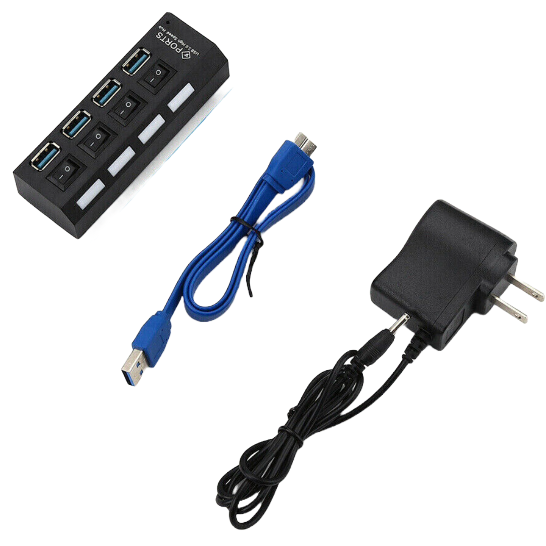 274455688352 4 Ports Powered USB 3.0 HUB Splitter 5Gbps External AC Power Adapter -  Sanoxy