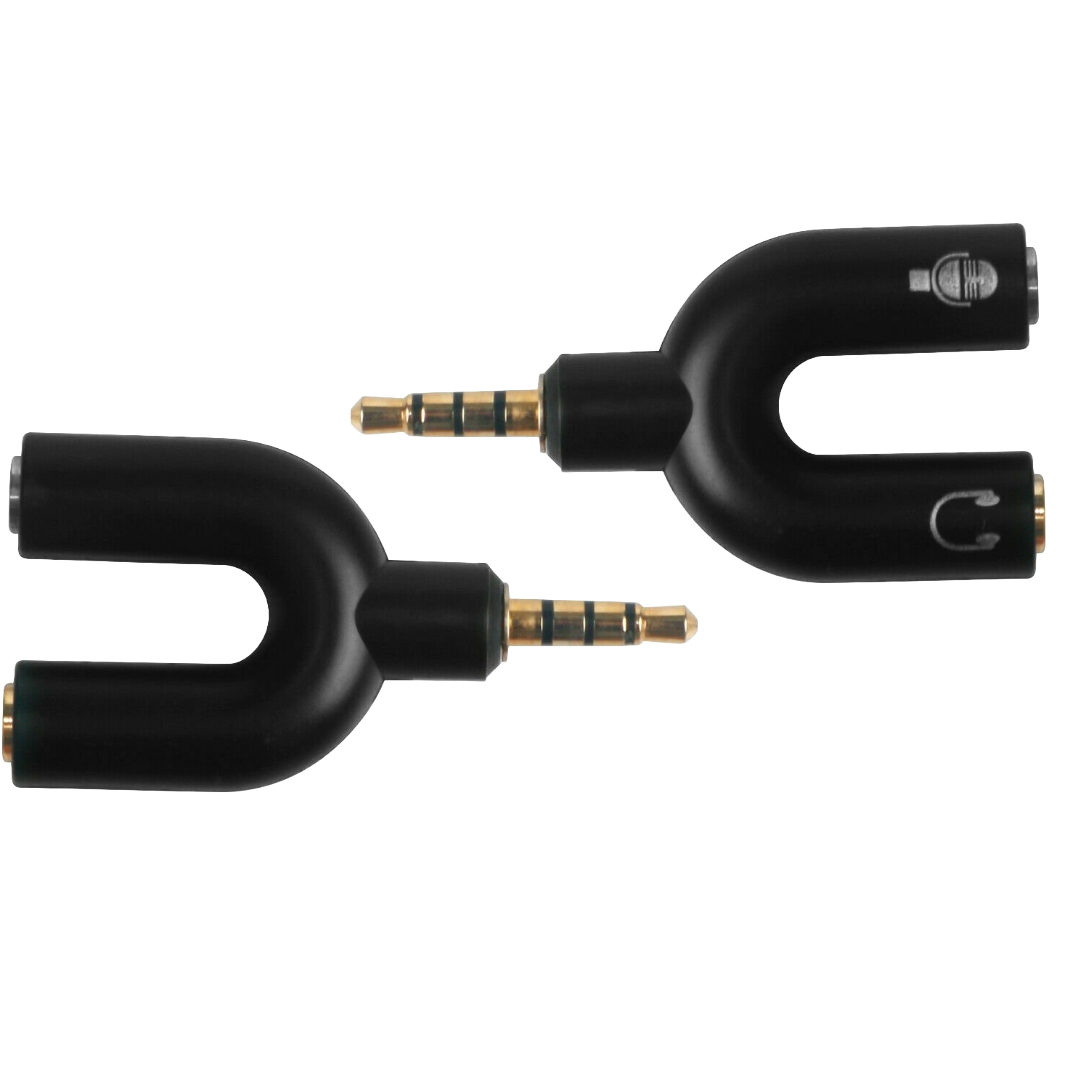 PPT-194126245238-blk 3.5 mm Stereo Audio Male to 2 Female Headphone Splitter Cable Adapter - Black - Pack of 2 -  Sanoxy