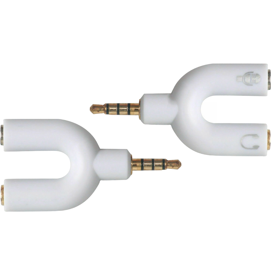 PPT-194126245238-white 3.5 mm Stereo Audio Male to 2 Female Headphone Splitter Cable Adapter - White - Pack of 2 -  Sanoxy