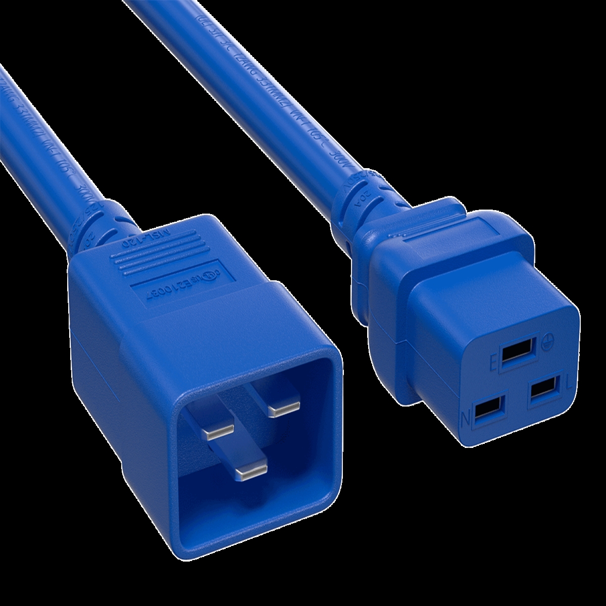 SNX-CBLR-PW132-2210 10 ft. 12 AWG 20A 250V Heavy Duty Power Cord - IEC320 C20 to IEC320 C19, Blue -  Sanoxy