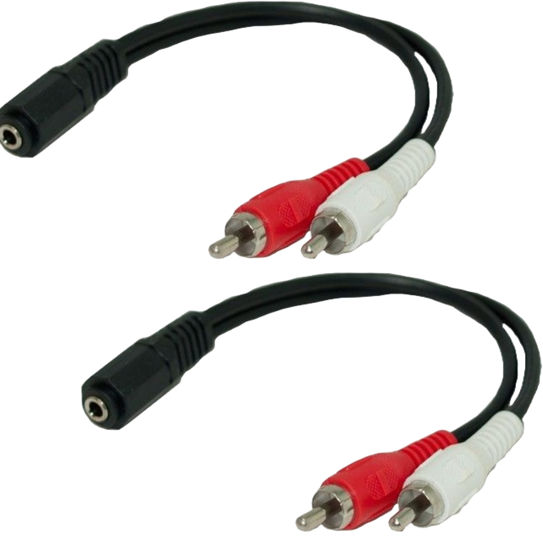 SNX-CBL-SR105-136I 6 in. 3.5 mm Stereo Female to 2 RCA Male Audio Cable - Pack of 2 -  Sanoxy