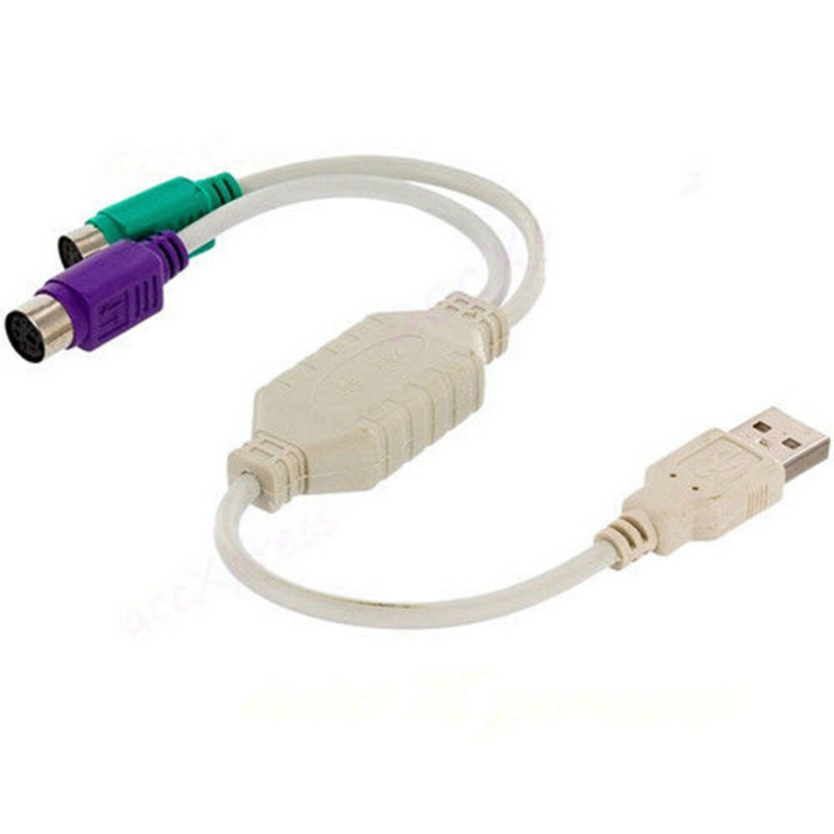 Dual PS2 to USB 2.0 Converter Active Adapter Cable for Computer Mouse, Keyboard - White - Set of 2 -  Upgrade, UP4369159