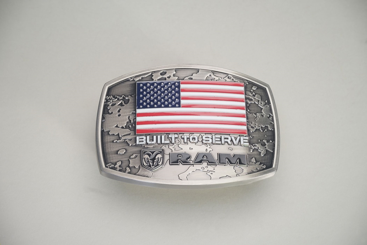 Picture of RAM 03100 Built To Serve Belt Buckle with American Flag