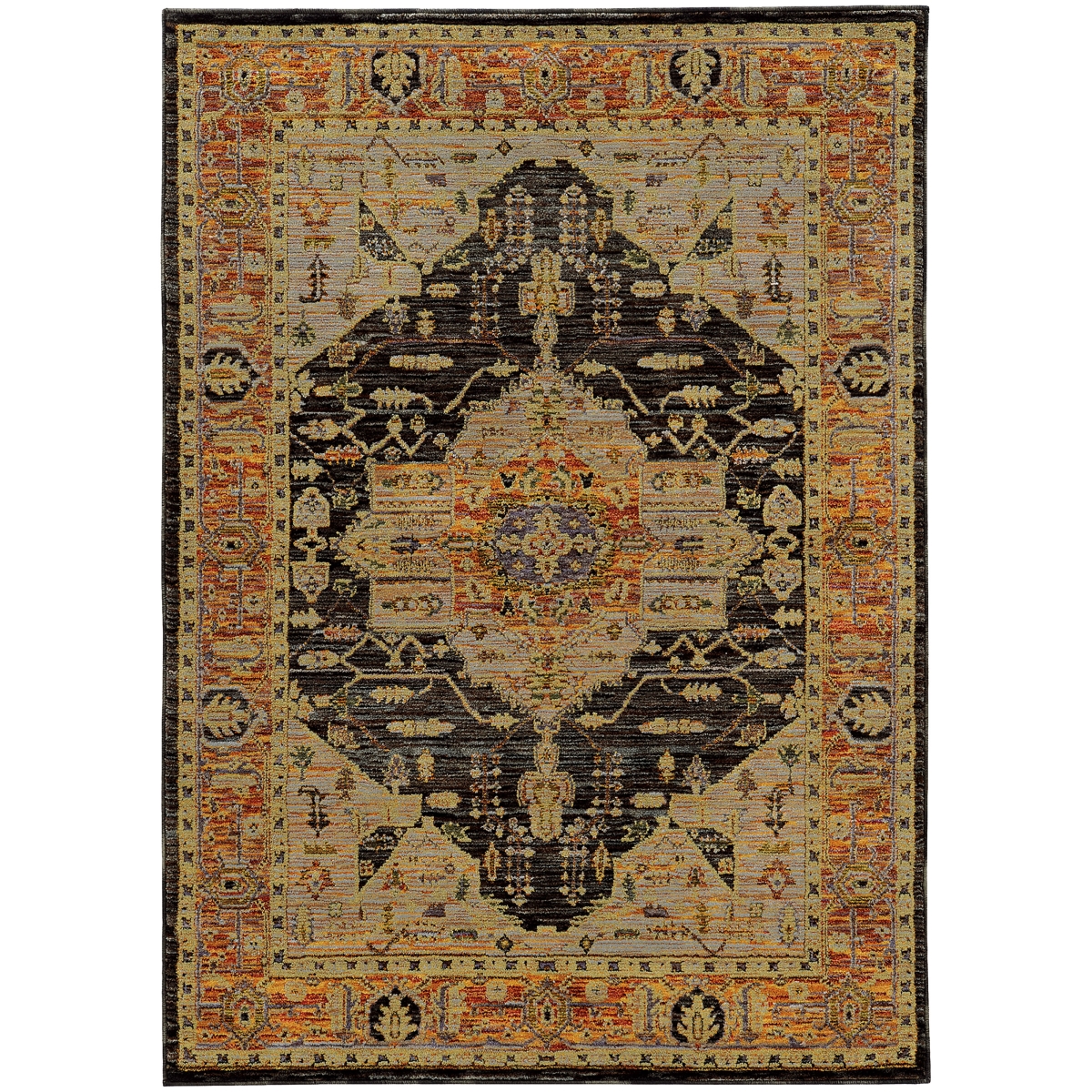 Andorra 7138B 9x12  Rectangle - Gold/ Grey-Nylon/PolyP
