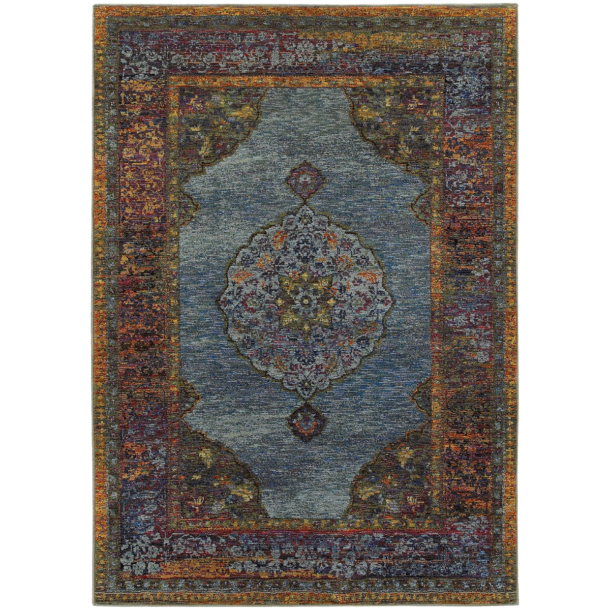 Andorra 7139A 2x3  Rectangle - Blue/ Multi-Nylon/PolyP