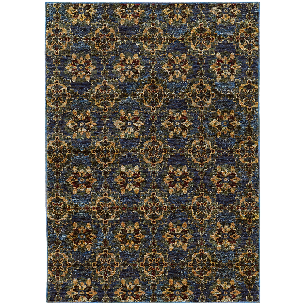 Andorra 6883C 9x12  Rectangle - Blue/ Gold-Nylon/PolyP