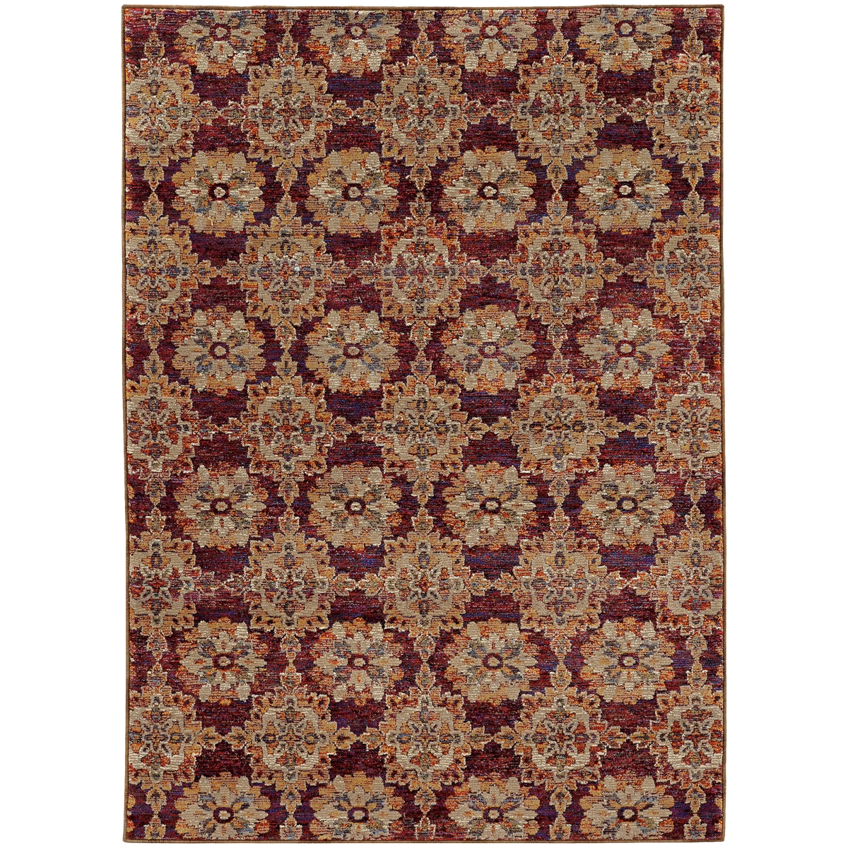 Andorra 6883A 9x12  Rectangle - Red/ Gold-Nylon/PolyP