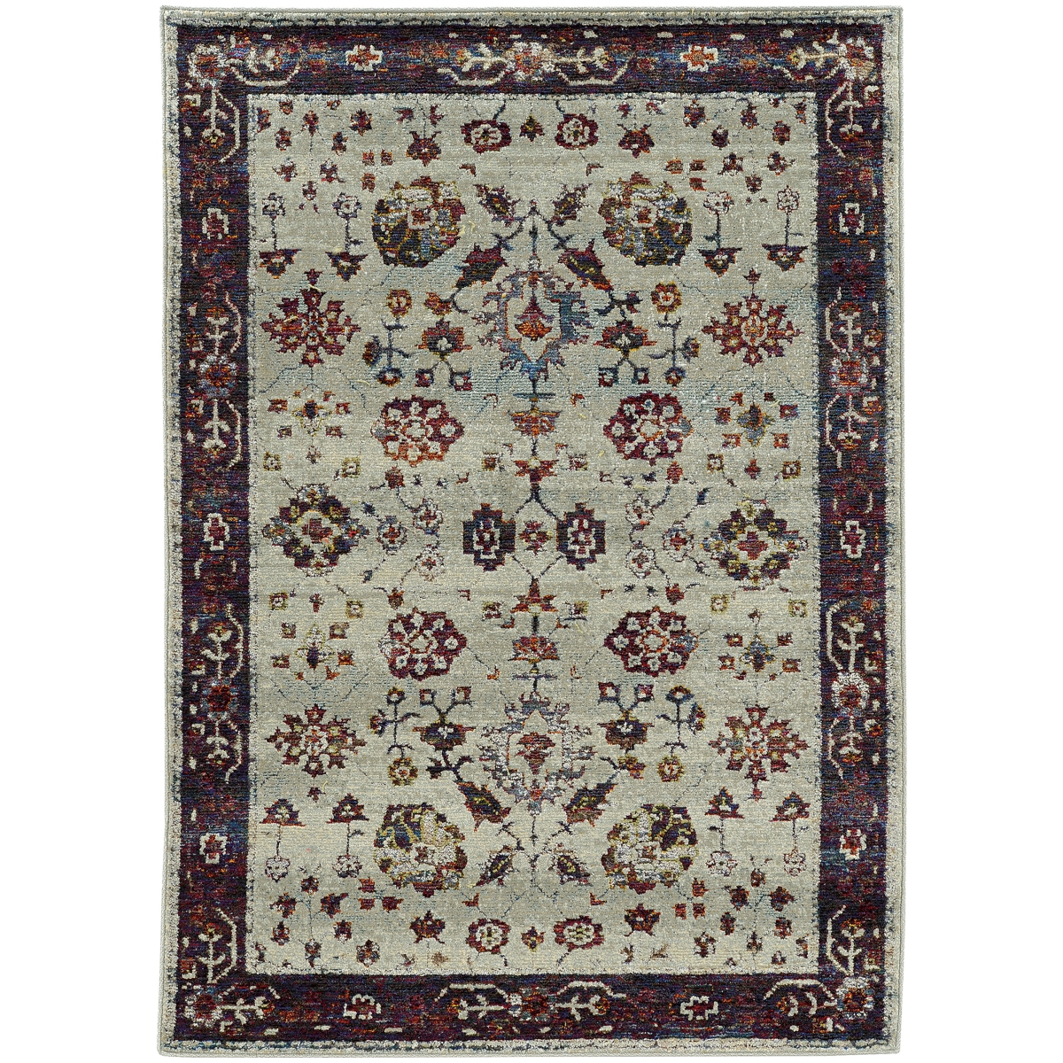 Andorra 6842D 9x12  Rectangle - Stone/ Red-Nylon/PolyP