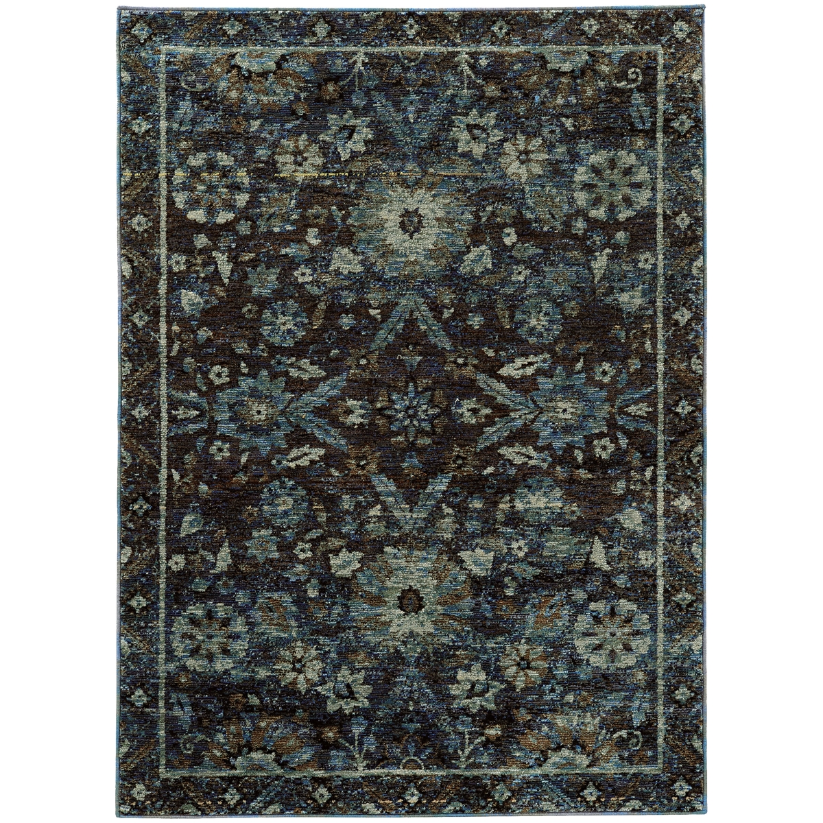 Andorra 7124A Rectangle Rug - Navy/Blue - 2x3 ft - Luxurious Soft Pile