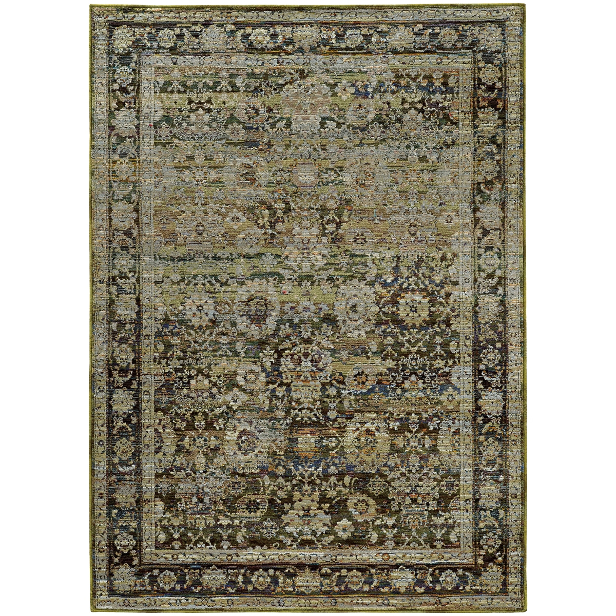 Andorra 7125C Rectangle Rug - Green/Brown - 2x3 ft - Luxurious Soft Pile
