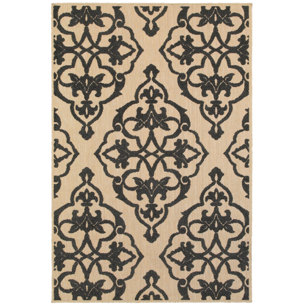 Cayman 001B9 10x13  Rectangle - Sand/ Charcoal-Polypropylene
