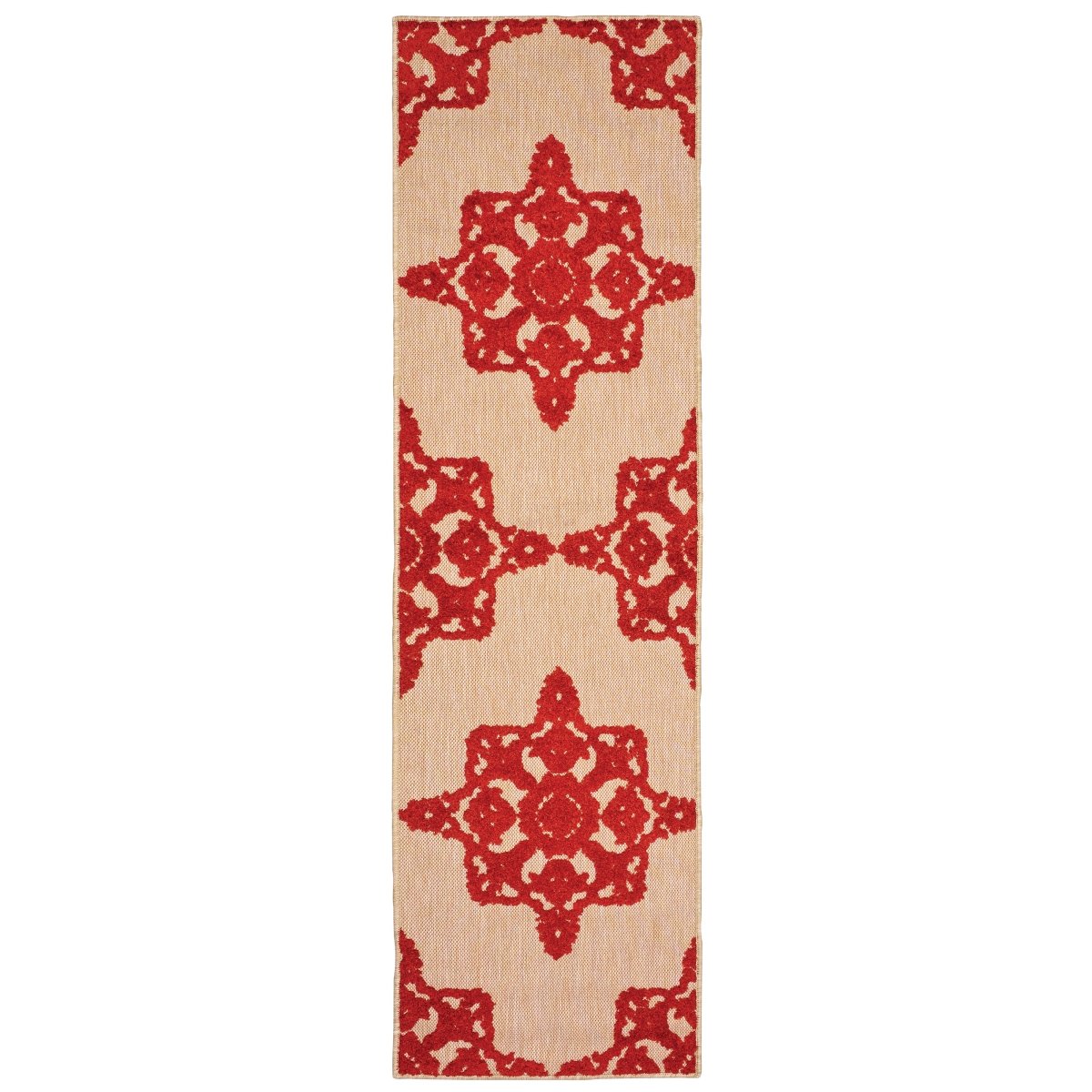 Cayman 097R9 2x8  Runner - Sand/ Red-Polypropylene