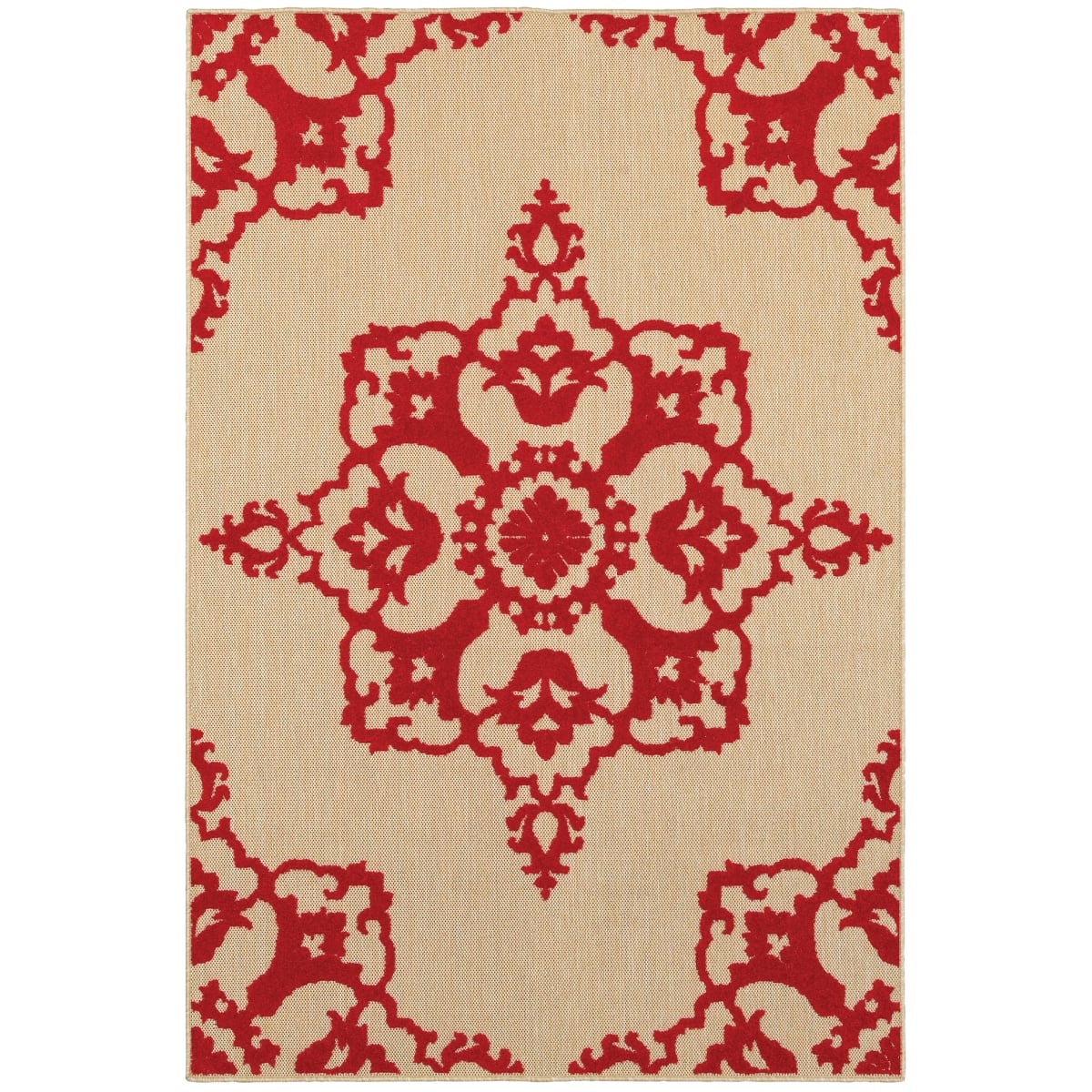 Cayman 097R9 2x4  Rectangle - Sand/ Red-Polypropylene