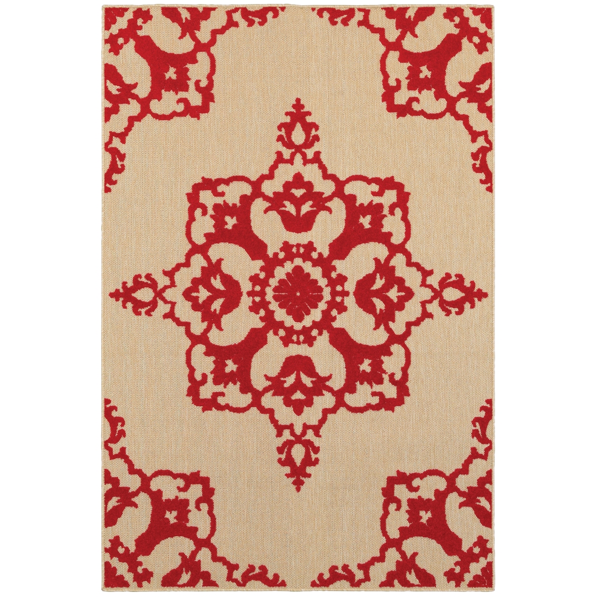 Cayman 097R9 8x11  Rectangle - Sand/ Red-Polypropylene