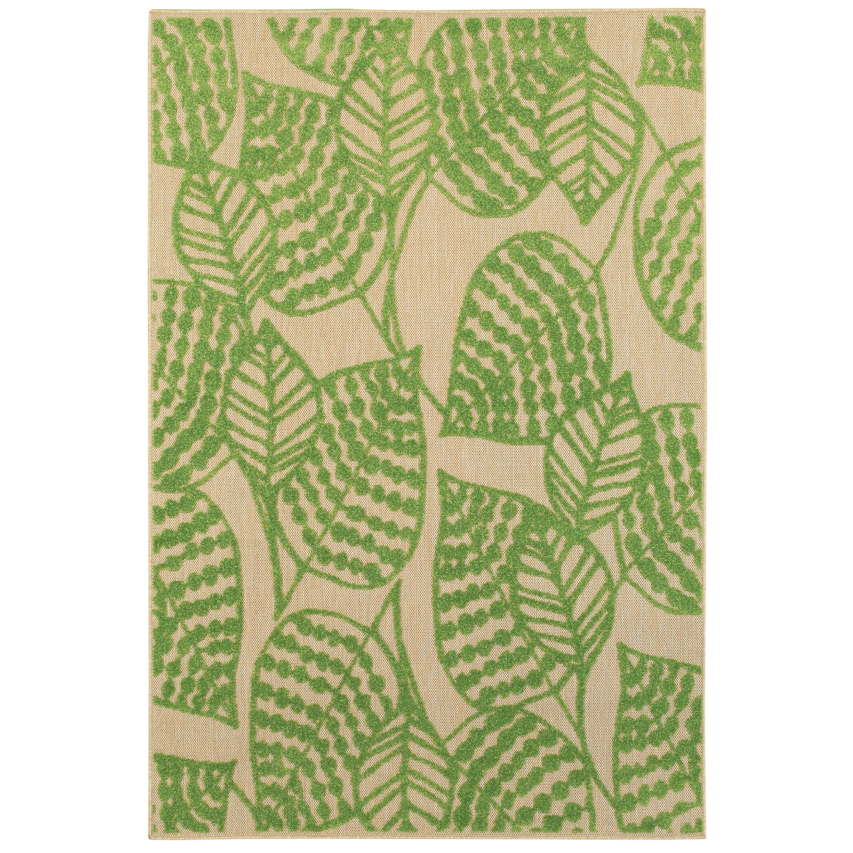 Cayman 566F9 8x11  Rectangle - Sand/ Green-Polypropylene