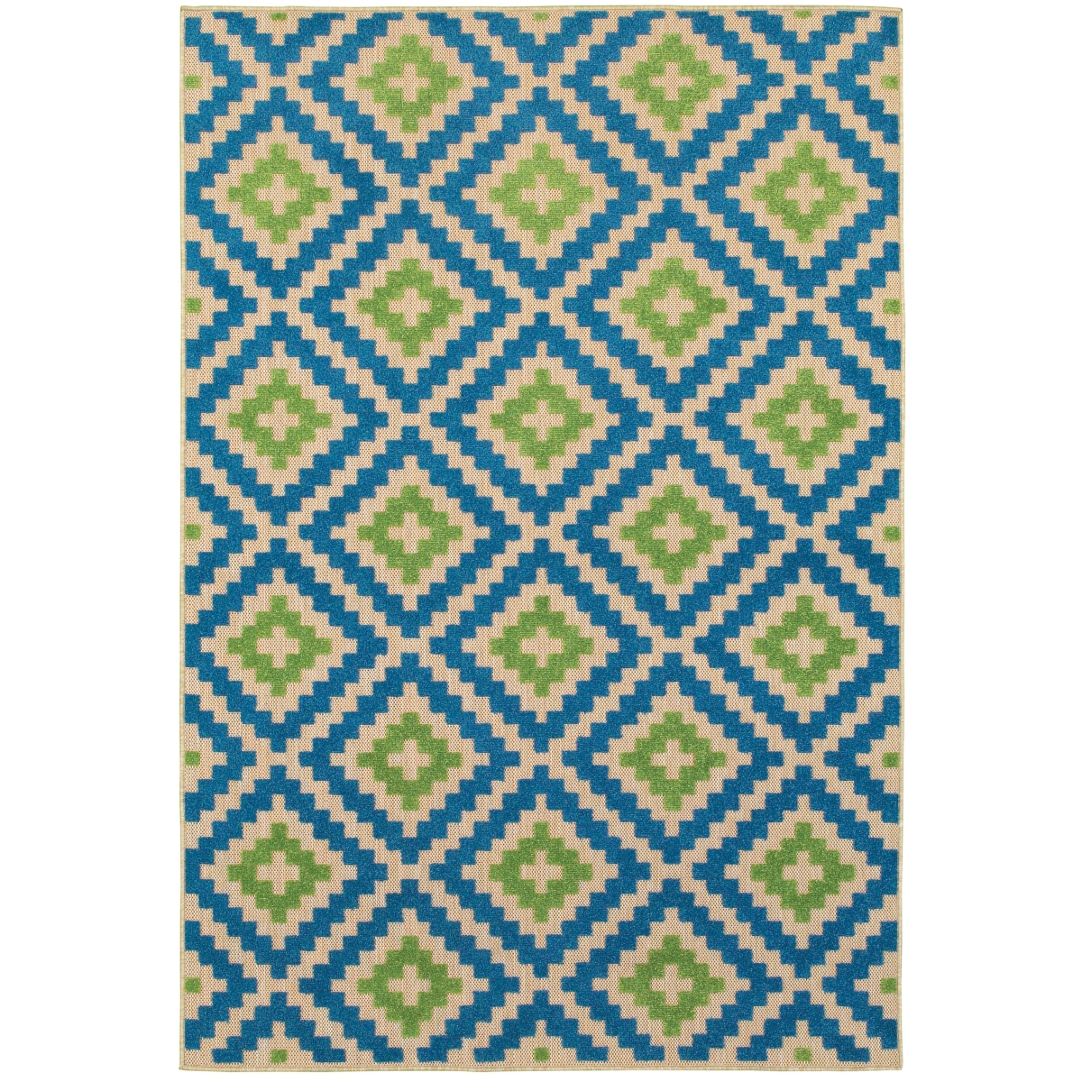 Cayman 2063Z 5x8  Rectangle - Sand/ Blue-Polypropylene