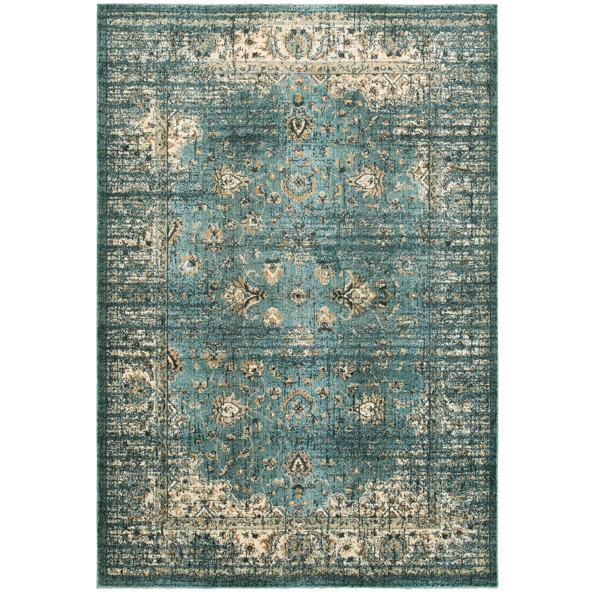 Empire 114L4 10x13  Rectangle - Blue/ Ivory-PolyP/Polyester