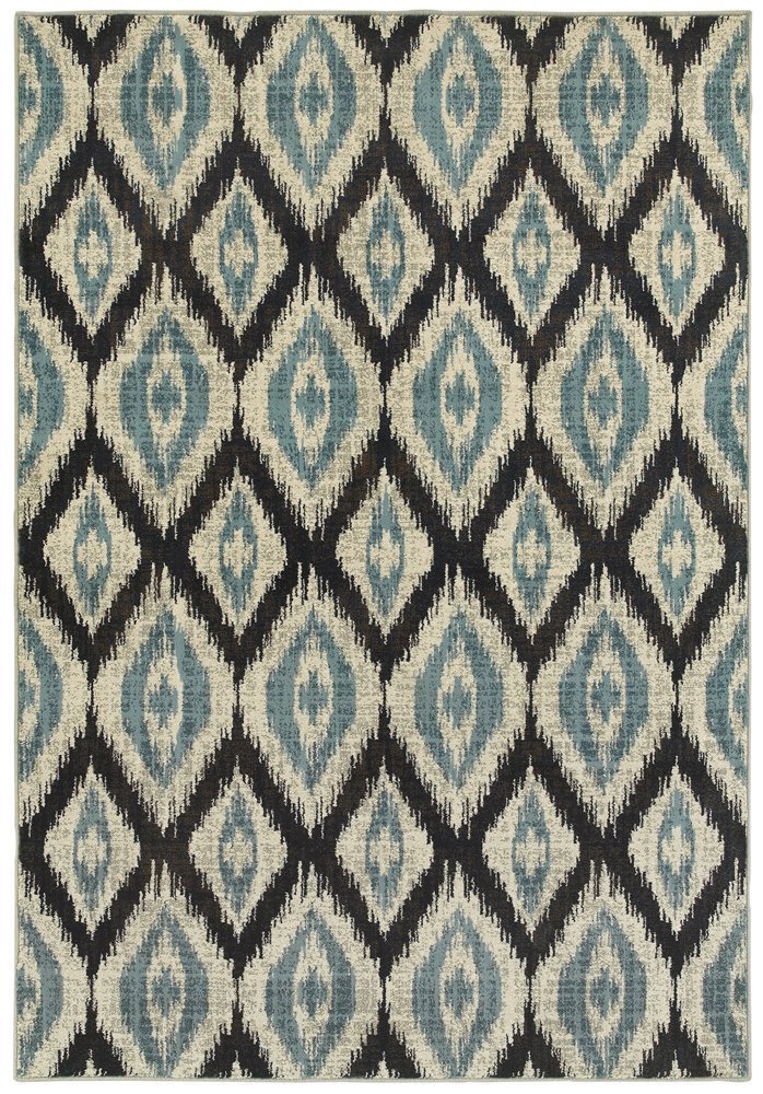 Linden 7825C 10x13  Rectangle - Blue/ Grey-Polypropylene
