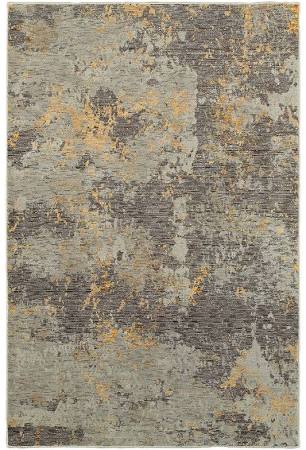 E8025B076365ST 2 x 12 ft. 6 in. Evolution Area Rug, Grey & Gold