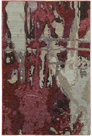 E8028B076365ST 2 x 12 ft. 6 in. Evolution Area Rug, Red & Beige