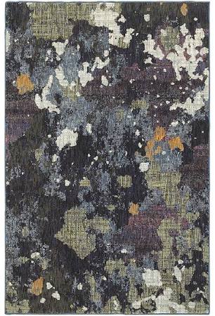 E8029A076365ST 2 x 12 ft. 6 in. Evolution Area Rug, Navy & Green
