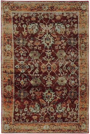 A7154A305400ST 10 x 13 ft. 2 in. Rectangle Andorra Area Rug, Red & Gold