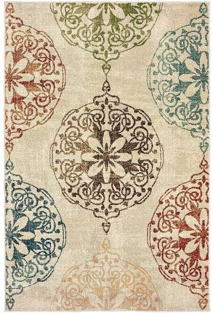 D8522B300390ST 9 ft. 10 in. x 12 ft. 10 in. Rectangle Dawson Area Rug, Ivory & Multicolor
