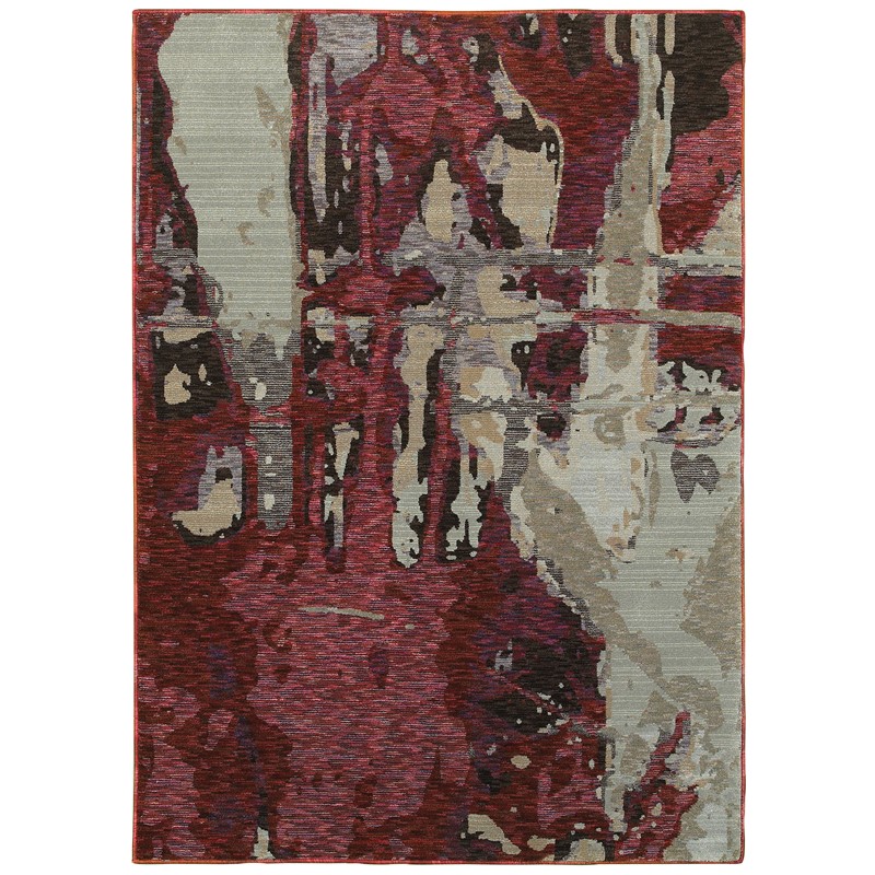 E8028B240343ST 7 ft. 10 in. x 10 ft. 10 in. Evolution Contemporary Area Rug, Red